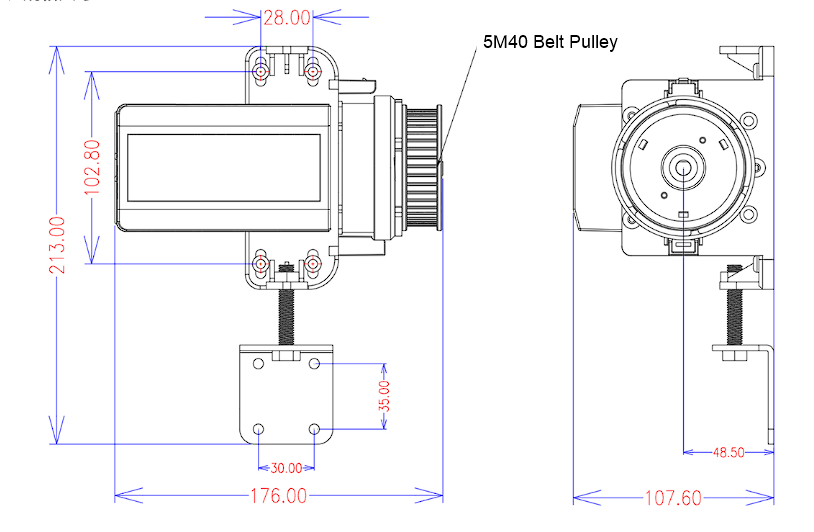 Automatic fume hood sash controller dimensions and 5M40 belt pulley