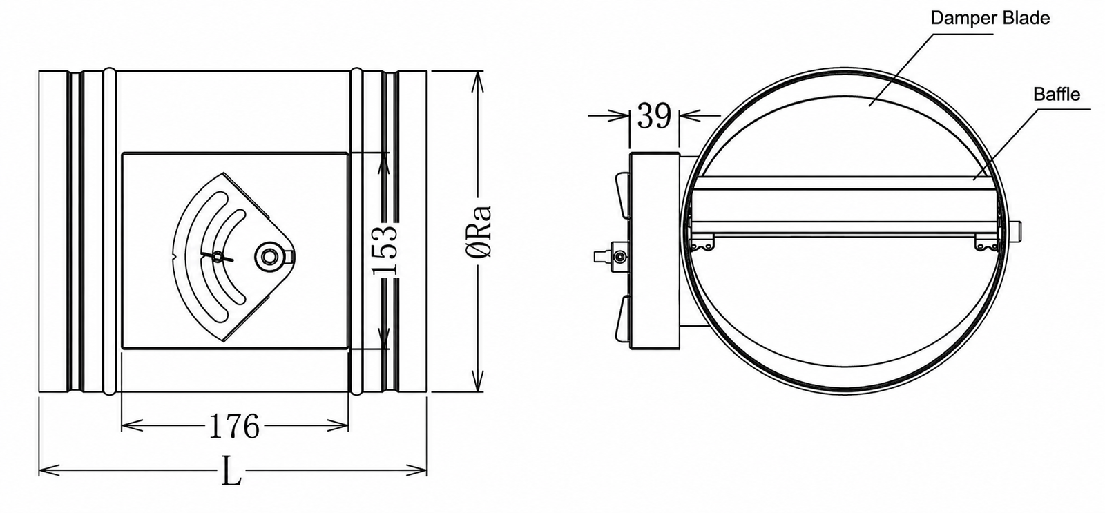 Round constant airflow regulator dimension drawing