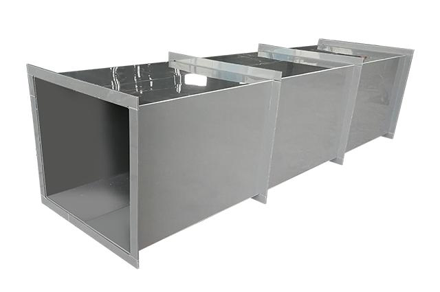 Custom square PP ventilation duct with external reinforcement for exhaust mains
