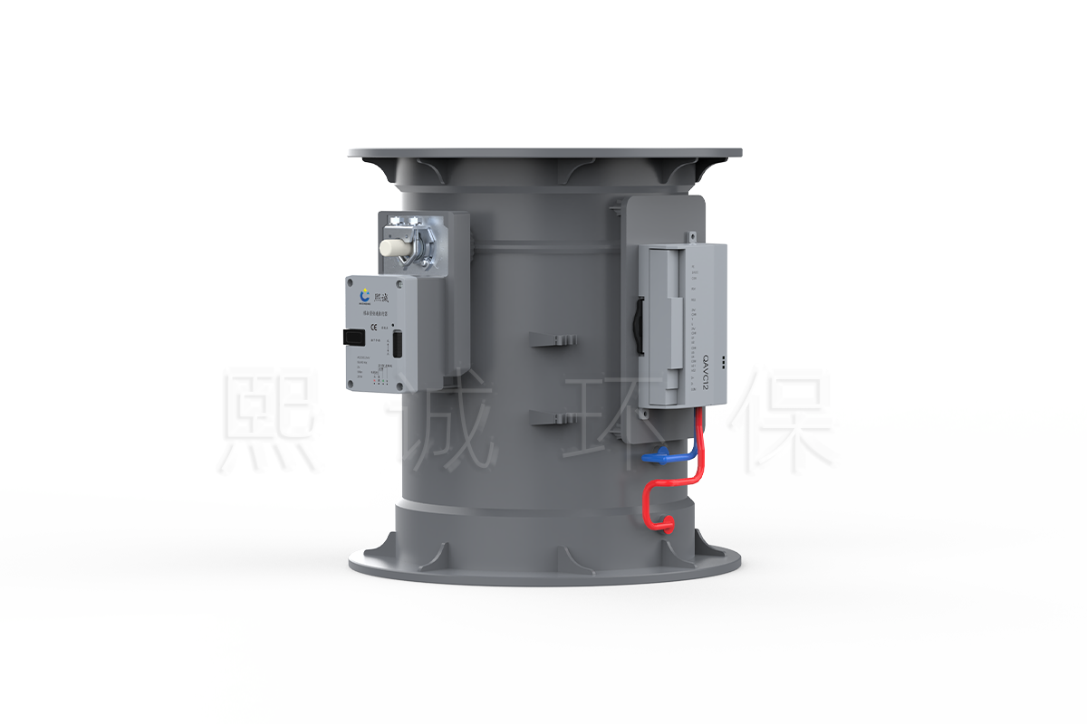 Duct airflow control damper with separate QAVC12 controller and external actuator
