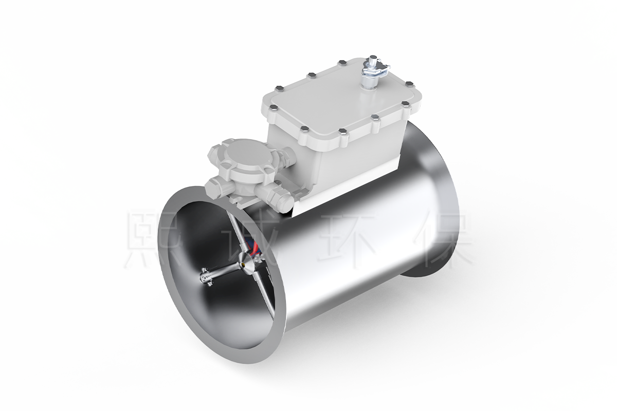 Flanged round VAV air damper with explosion-proof actuator enclosure