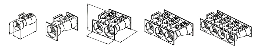 Fume hood Venturi air valve single and multi-body selection drawing