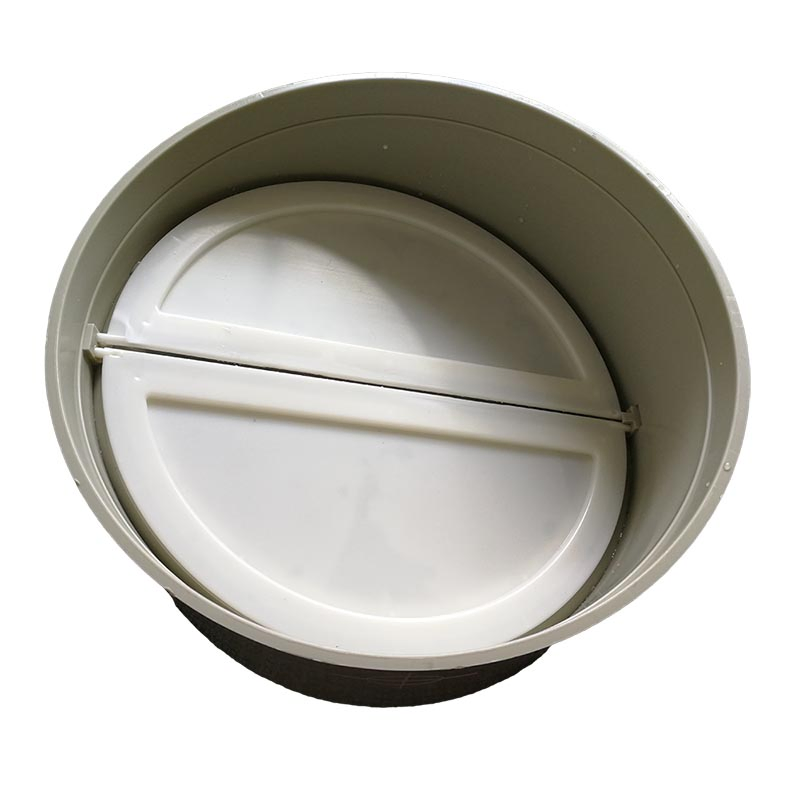 PP air duct check damper showing the blade and shaft assembly inside the round body