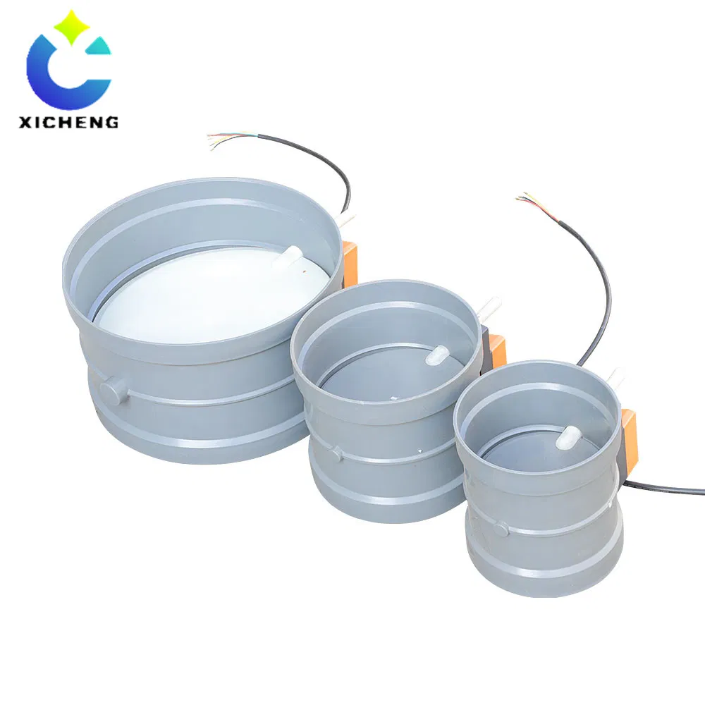 PP motorized air dampers in multiple round duct diameter sizes