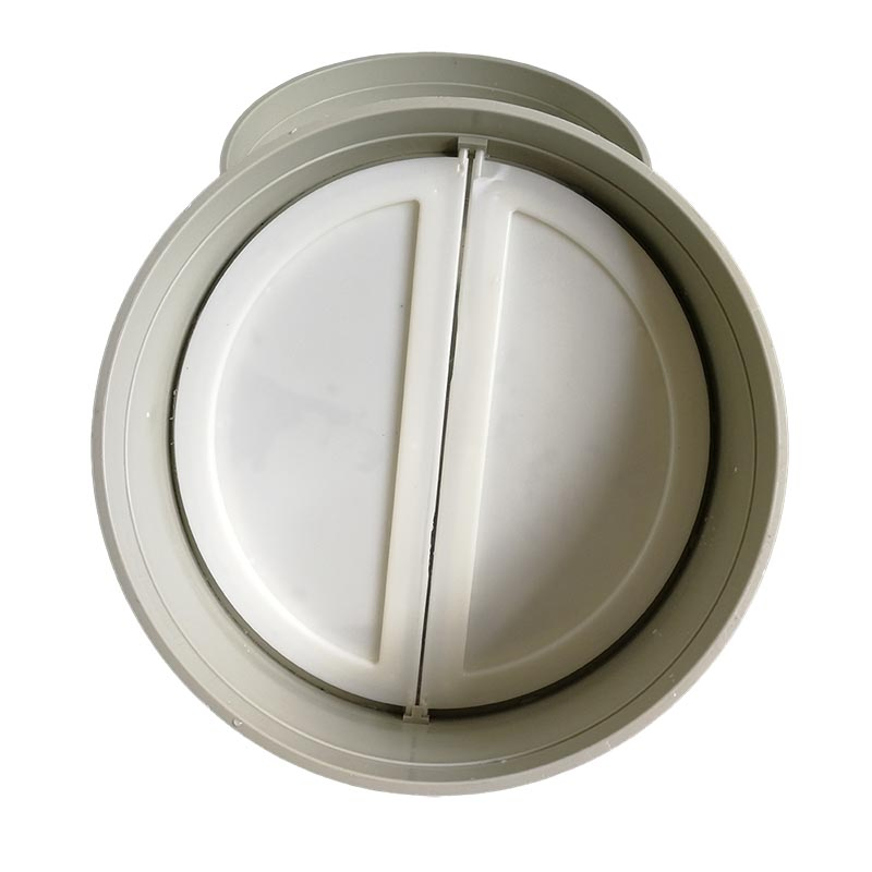 Round PP non-return damper with the internal blade in the closed position