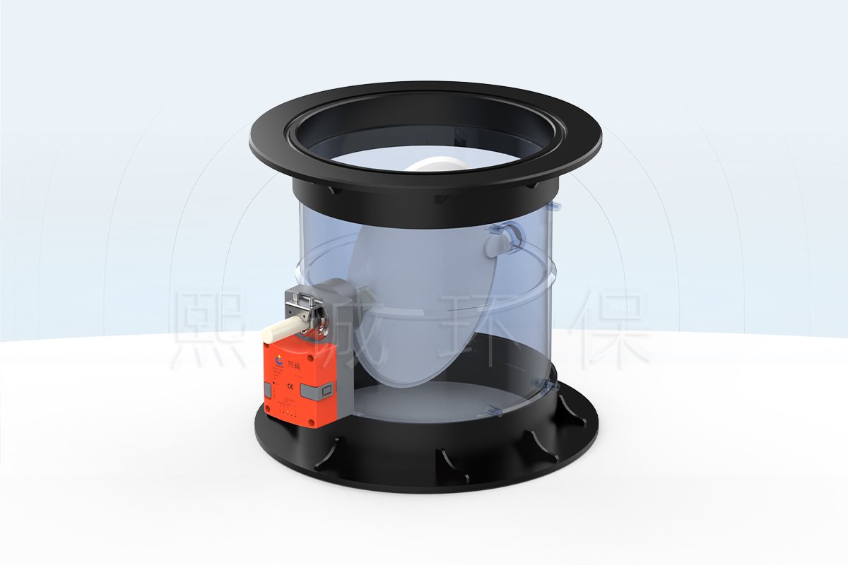 Clear acrylic ventilation damper body and blade detail