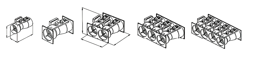 VAV Venturi air valve single and multi-valve arrangement drawing
