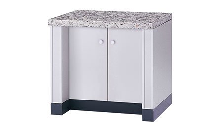 Laboratory balance table with a full granite worktop and cabinet support