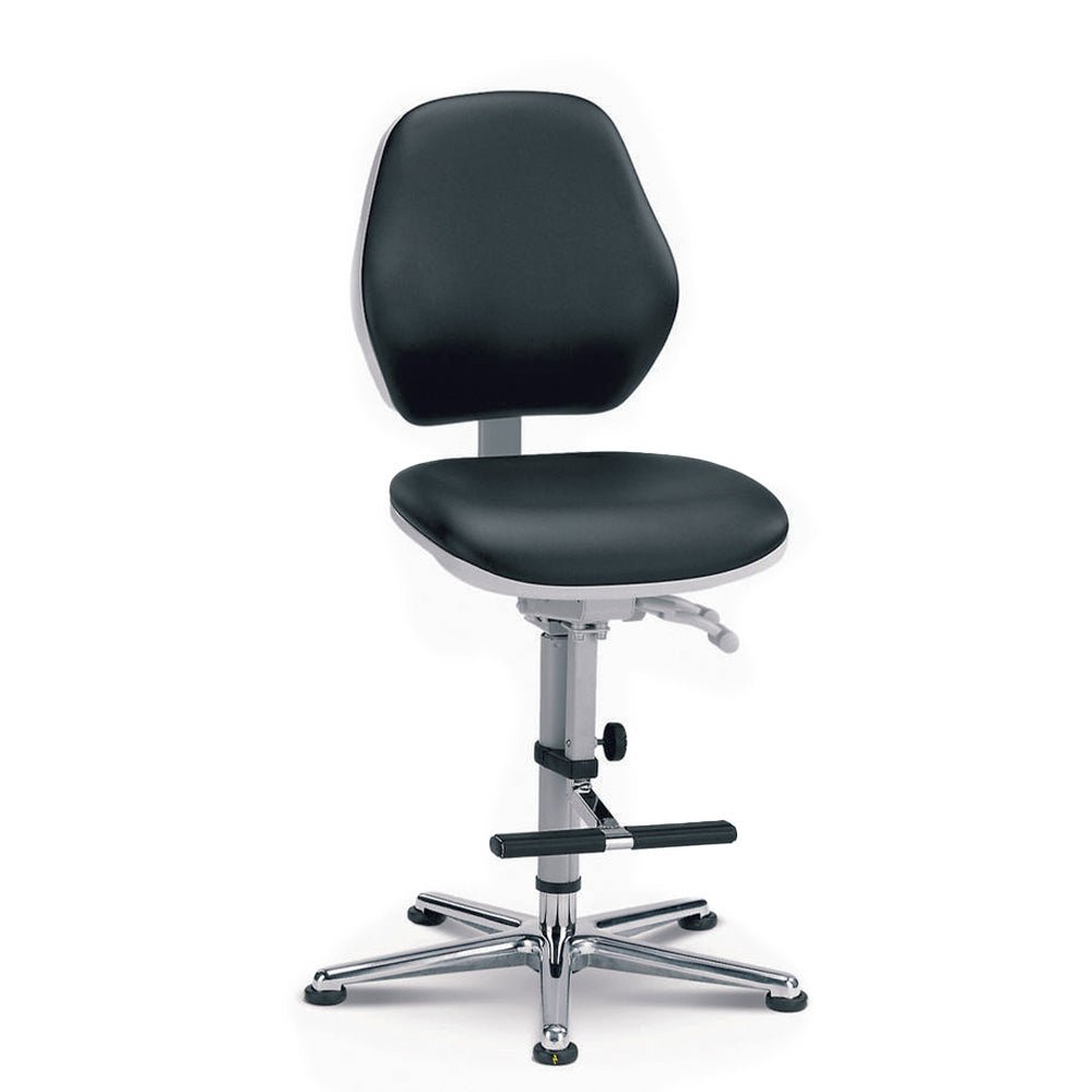 High cleanroom chair showing footring and glide base arrangement