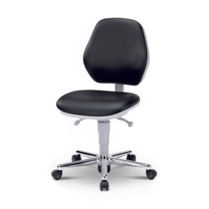 Cleanroom chair with sealed laboratory seating surface and five-star base
