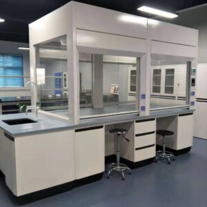Double-sided teaching fume hood for central island laboratory use