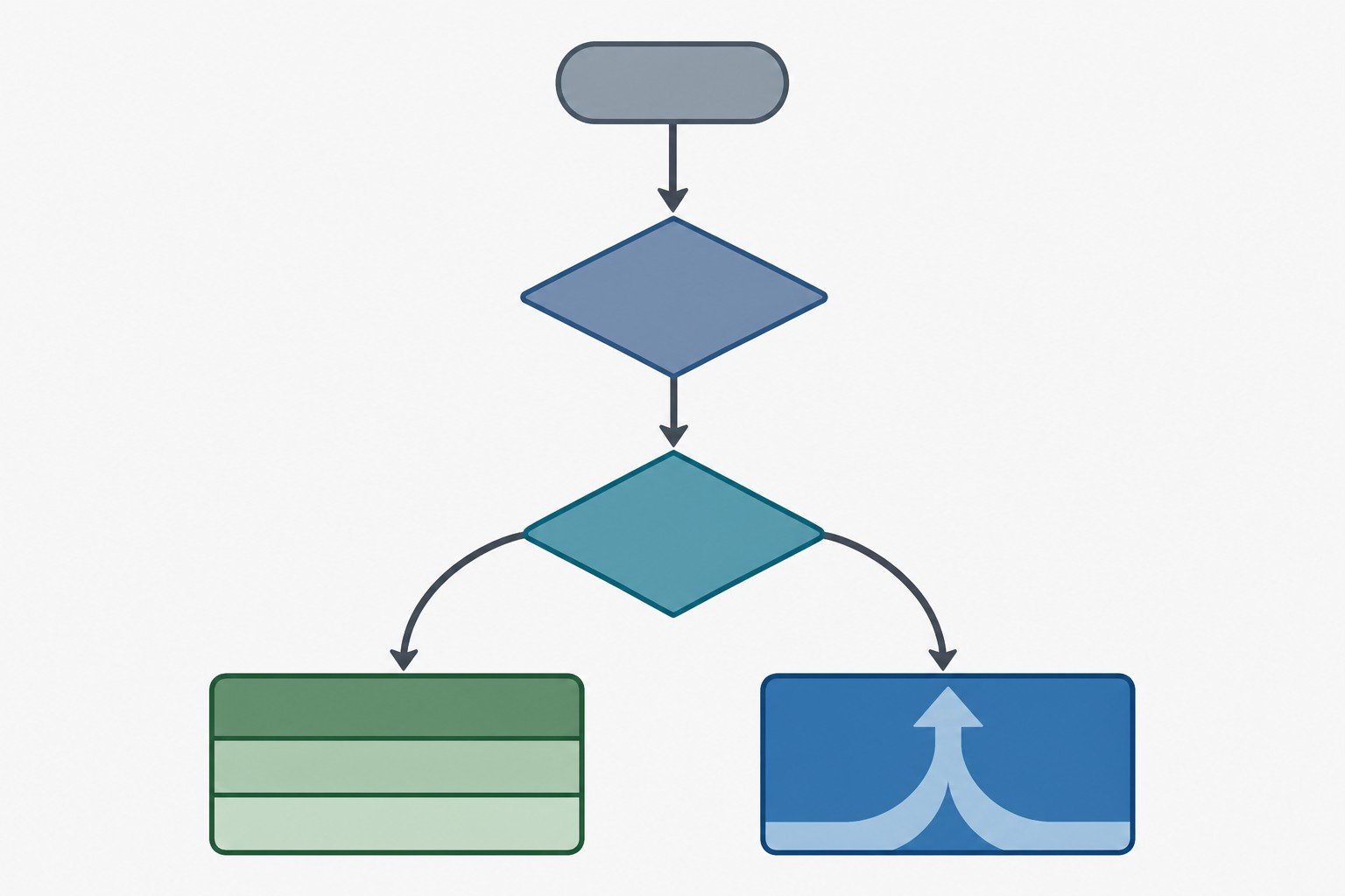Decision flow for ducted vs ductless fume hood selection from chemical and policy gates to a recommendation