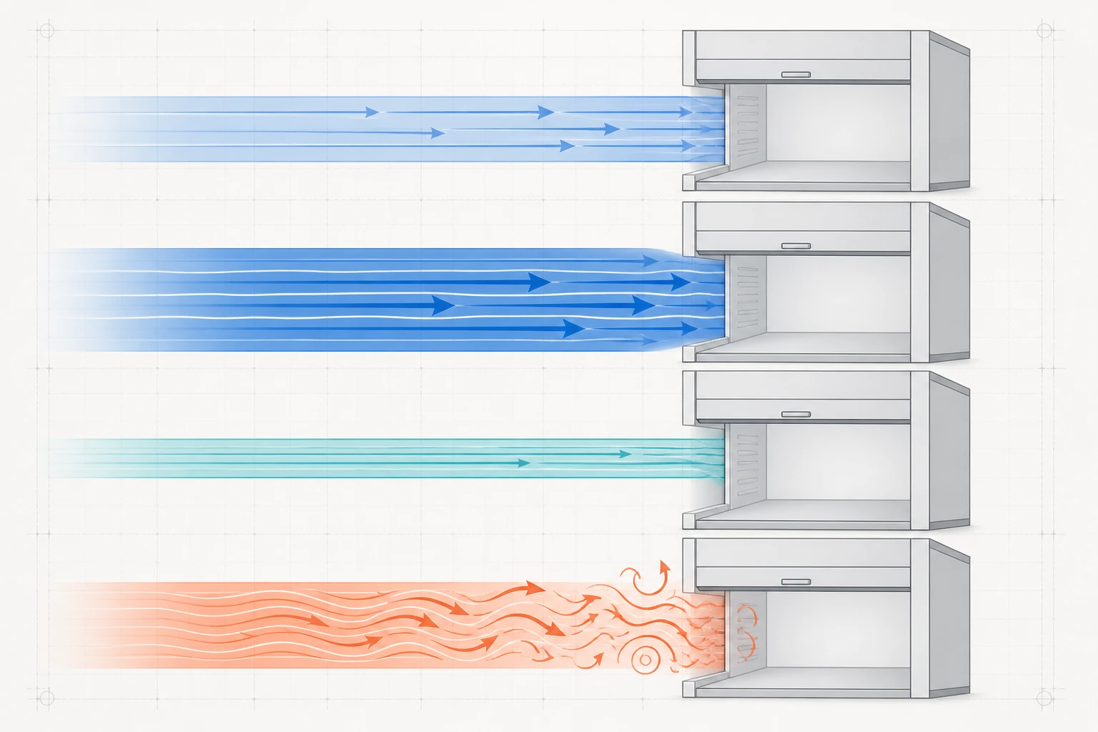 Fume hood face velocity requirements differ by hazard class, hood type and institutional policy