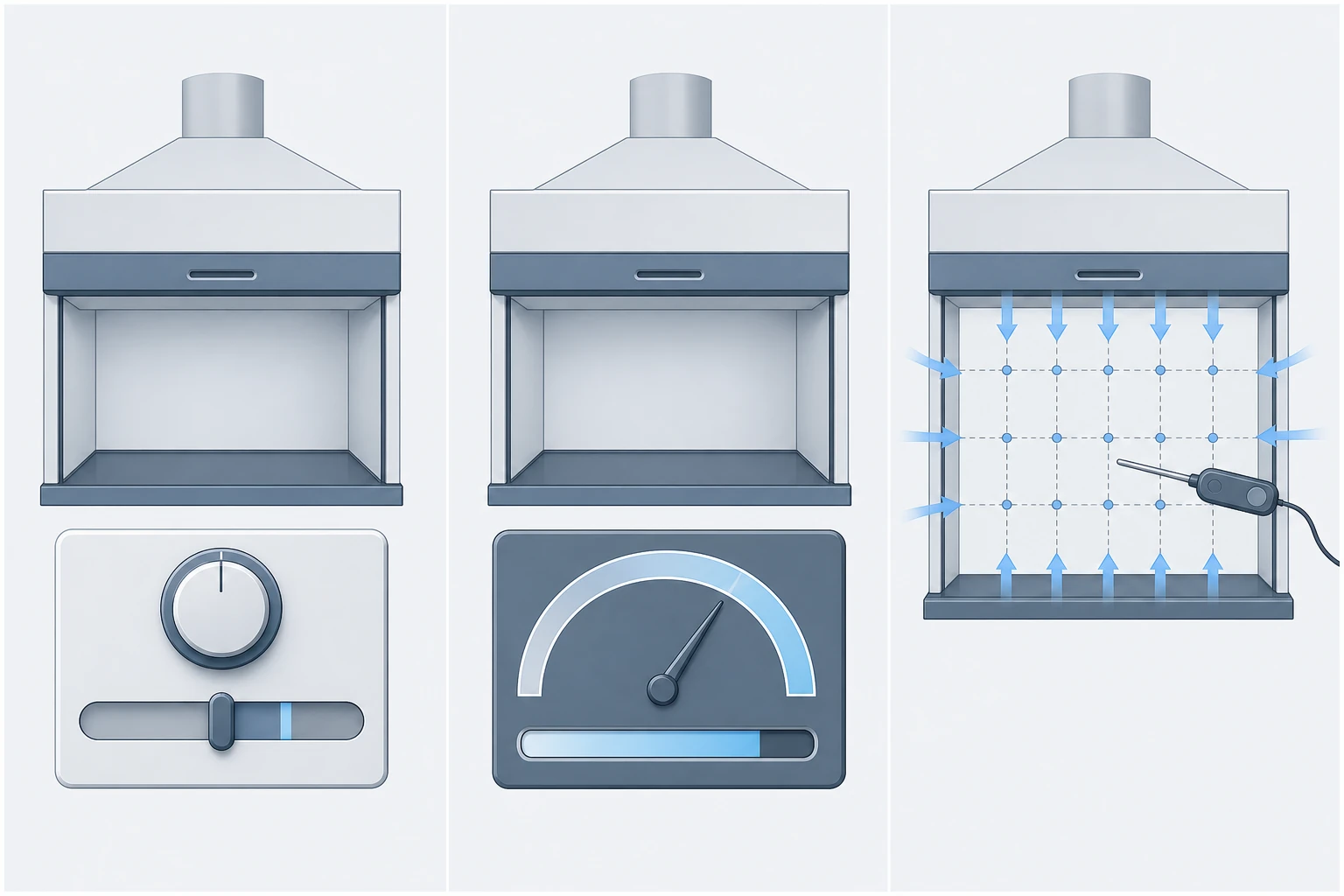 Design target, operating reading and acceptance test are three different contexts for a fume hood face velocity number