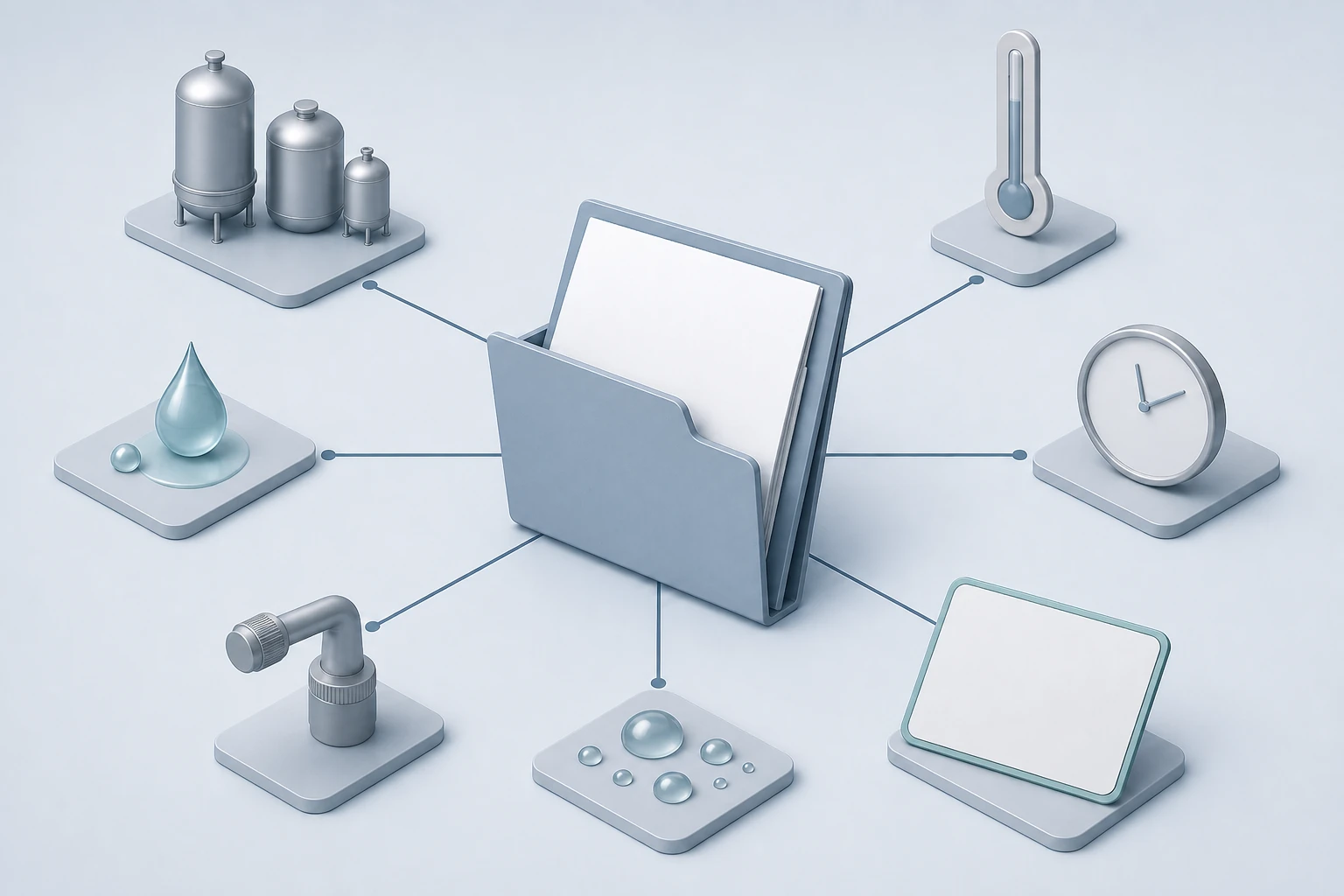 A blank exposure-profile dossier collects process substance, temperature, contact time, exposure mode, cleaning, condensate and abnormal events before any material is named