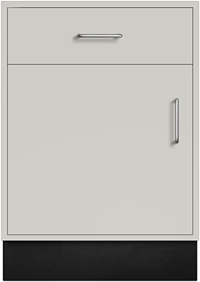 Laboratory base cabinet with a door-and-drawer storage configuration