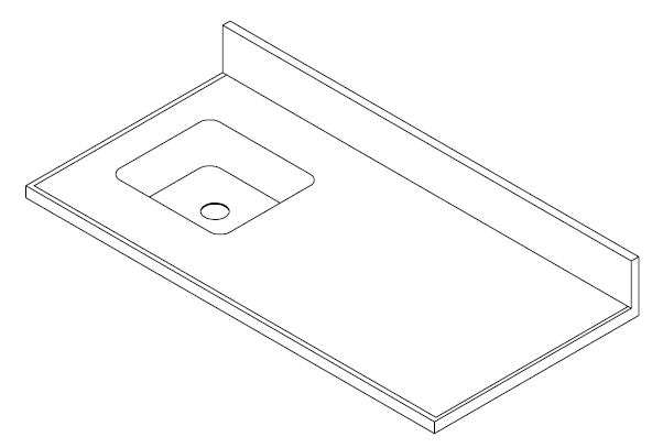 Stainless steel laboratory countertop reference with integral sink and backsplash