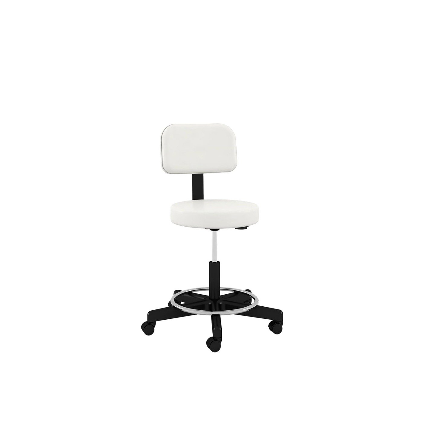 Laboratory stool base detail showing casters and gas-lift support