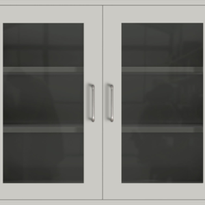 Laboratory wall cabinet with framed glass doors for overhead laboratory storage