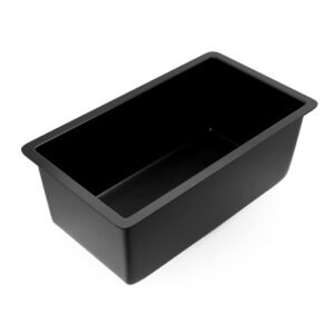Black PP laboratory sink with a large single rectangular bowl and raised rim
