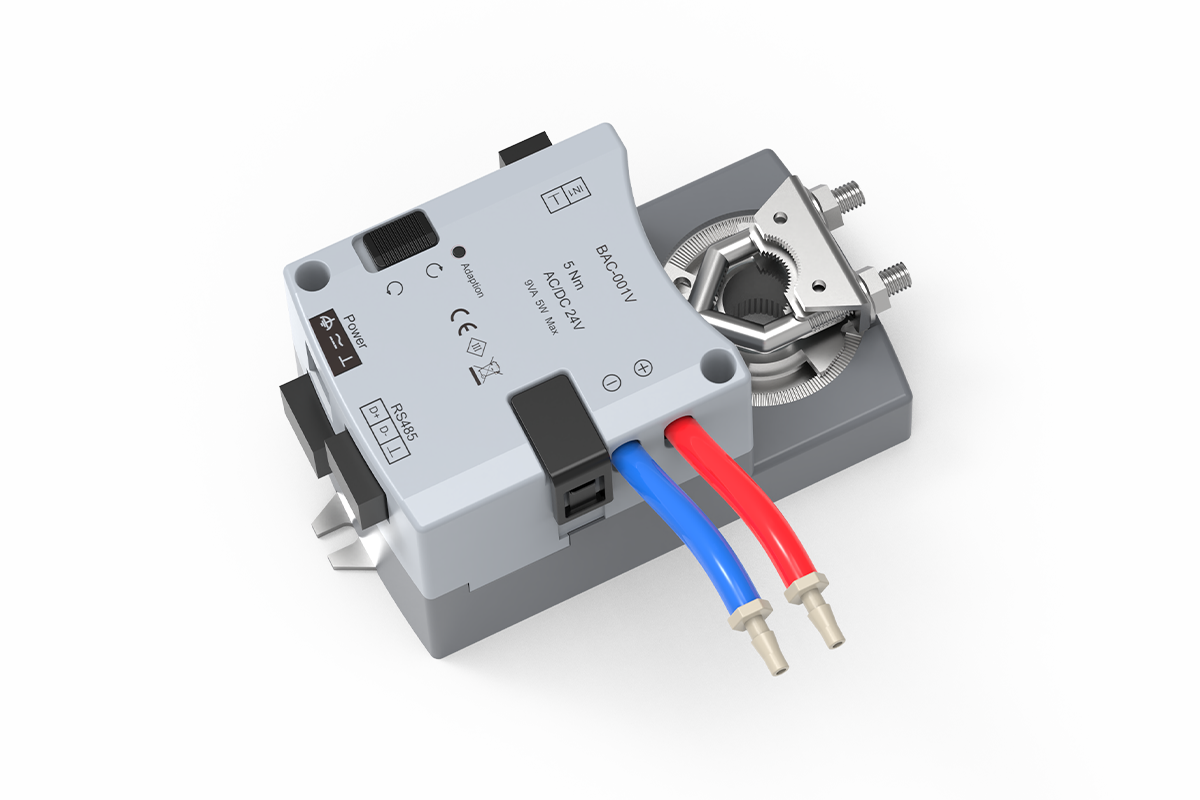 Single-duct VAV controller with integrated actuator and differential-pressure airflow ports