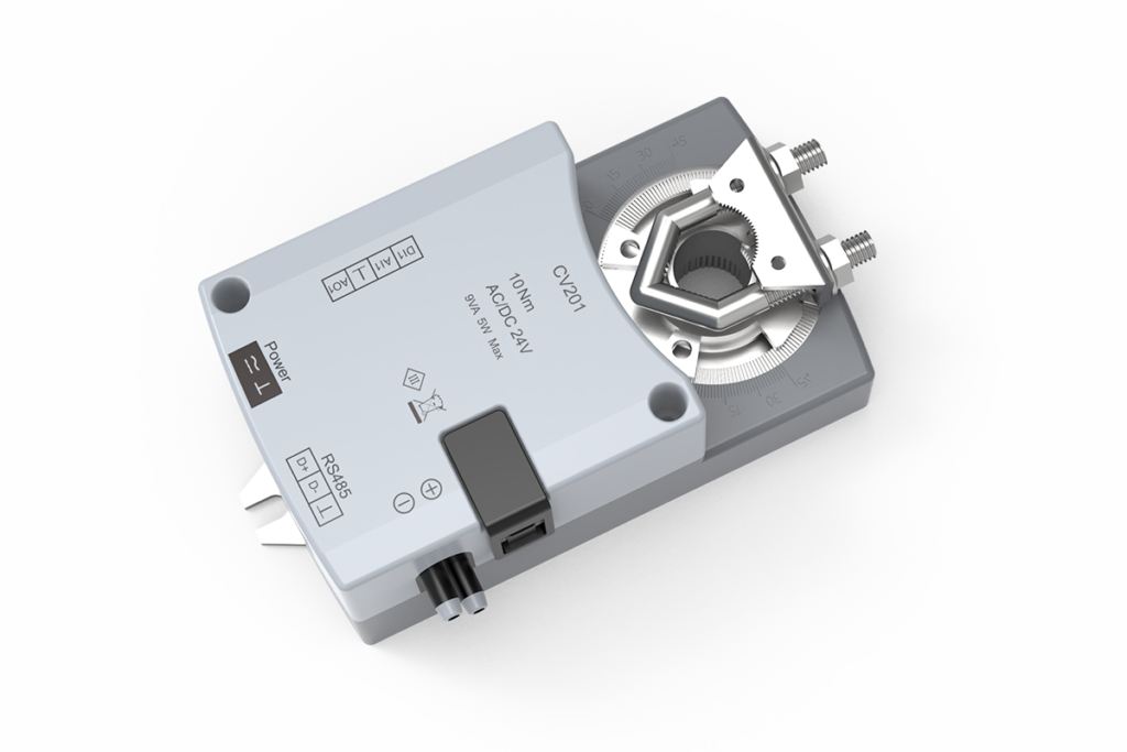 VAV airflow and pressure controller with integrated rotary damper actuator