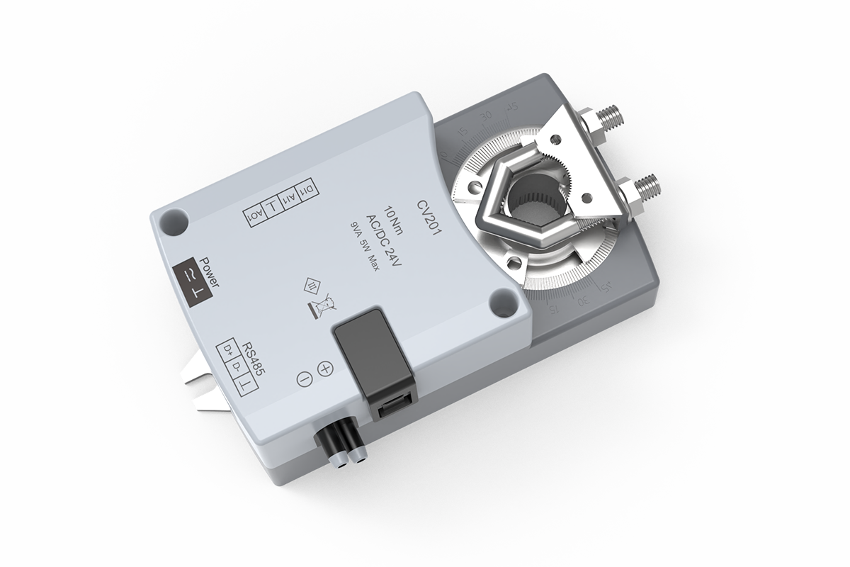 VAV airflow and pressure controller with integrated rotary damper actuator