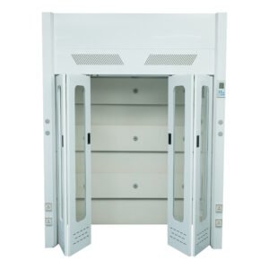 Walk-in floor-mounted fume hood for large laboratory equipment